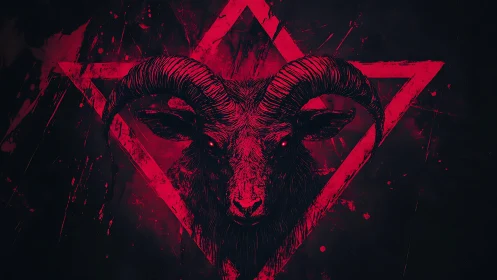 Horned omen carves through neon crimson shadows tonight