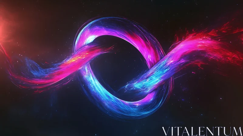 Neon infinity energy loop with vibrant cosmic plasma.