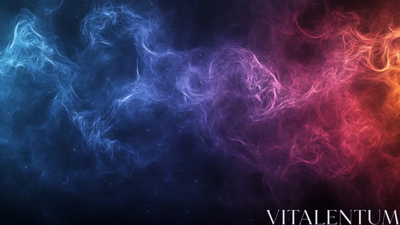 Chromatic nebula filaments with turbulent spectral gradients.