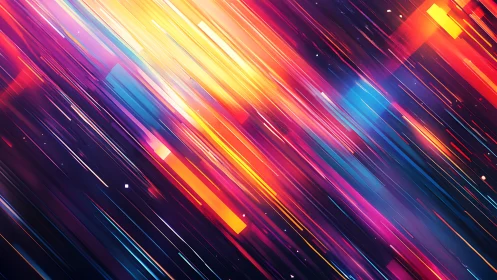 Diagonal multicolor light streaks with neon spectral gradients