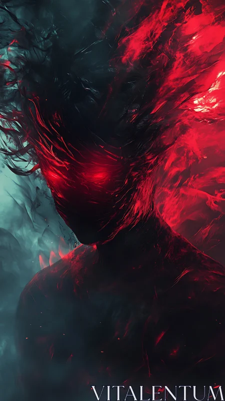 Humanoid silhouette with red energy erupting from head