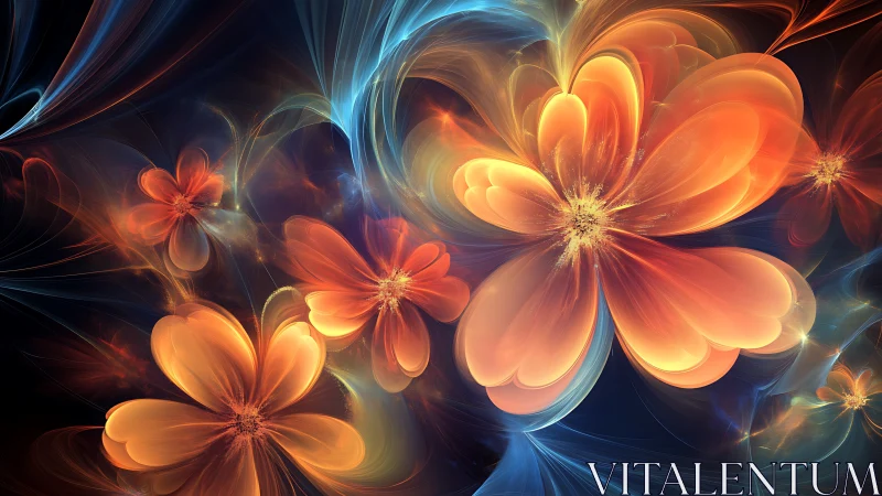 Fractal luminescent blossoms in flowing spectral nebula field