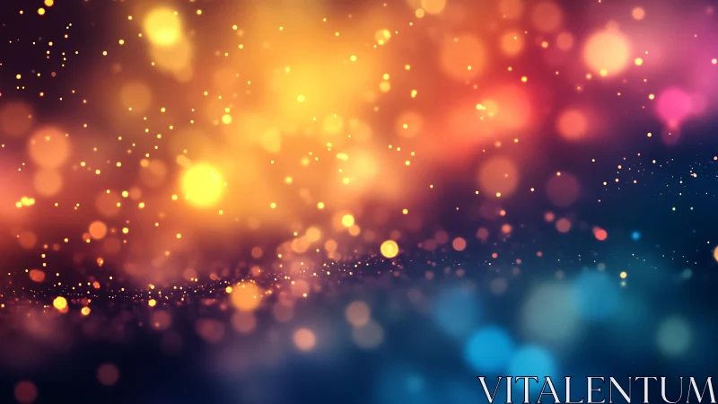 Vibrant abstract bokeh lights in warm glowing colors, digital art.