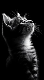 Upward Gaze: Whiskers and Wonder in Monochrome Majesty