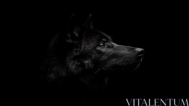 Midnight shepherd gazes forward in sleek lunar silence.