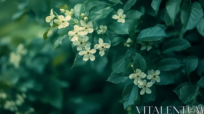 White flower clusters on green foliage plant.