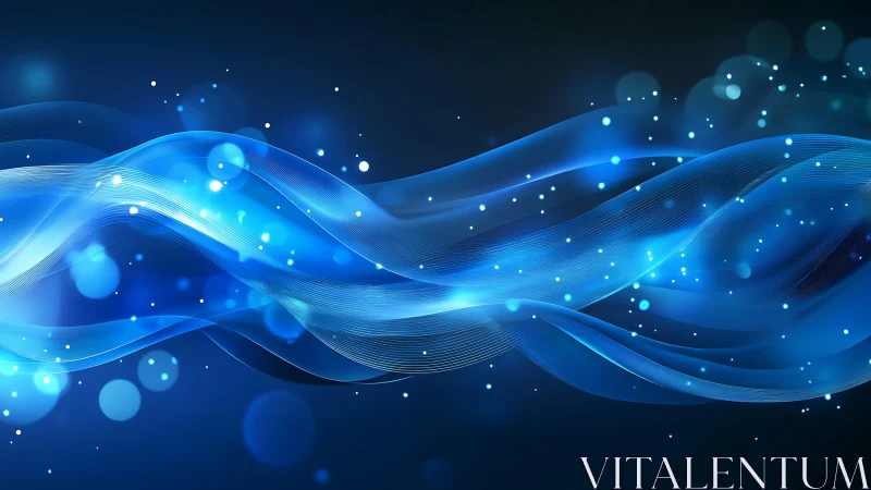 Gentle Blue Light Waves Drifting Through a Night Sky.