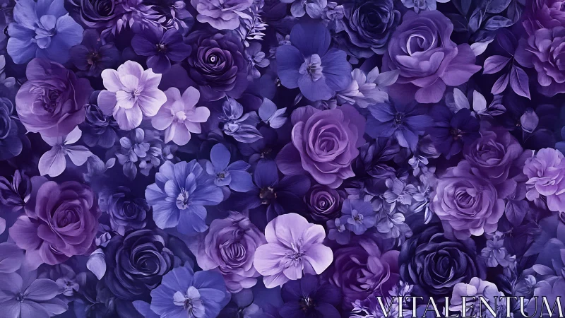 Dense Purple Floral Arrangement with Layered Blooms.