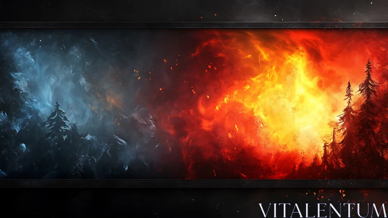 Cosmic Clash: Ice and Inferno Battle Across Starlit Realms.