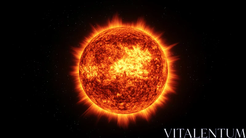 Blazing solar sphere burns fiercely against the silent cosmos