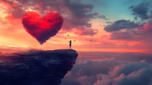 A Solitary Heart: Love's Infinite Moments Above the Clouds