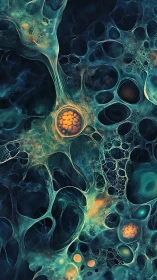 Bioluminescent cells drift through a deep cosmic matrix