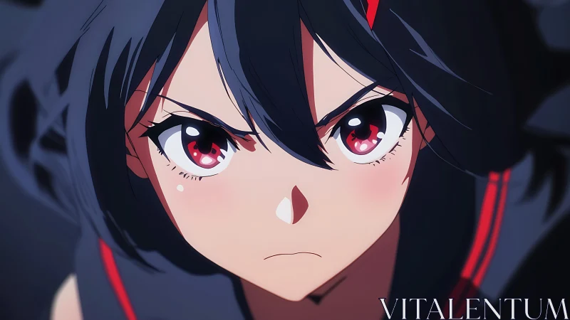Anime girl glares forward with intense determined expression