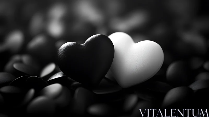 Black and White Heart Contrast Symbolic Representation