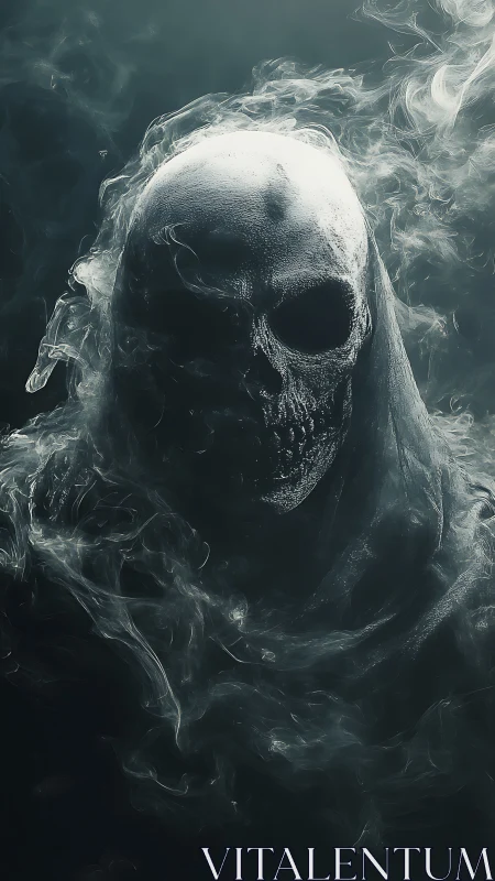Smoky spectral skull emerges from swirling darkness