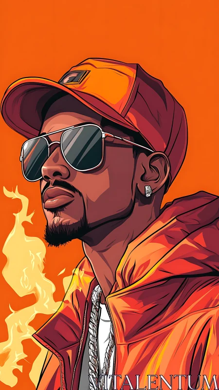 Vector portrait of urban figure in reflective aviator shades.