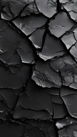 Cracked matte black surface with layered fractured texture.
