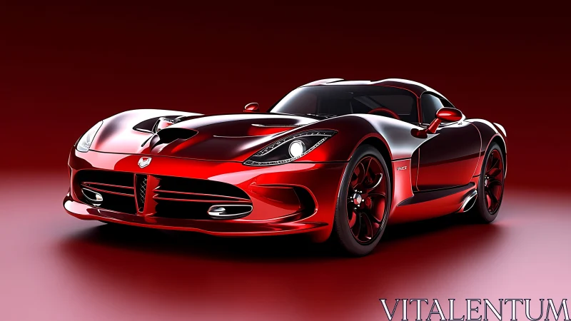 Scarlet supercar prowls spotlighted crimson studio stage