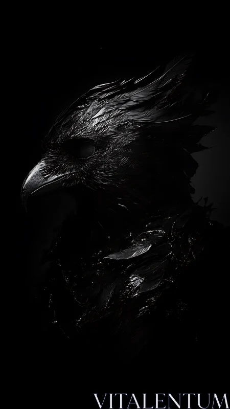 Midnight raven guardian emerges from the surrounding shadows