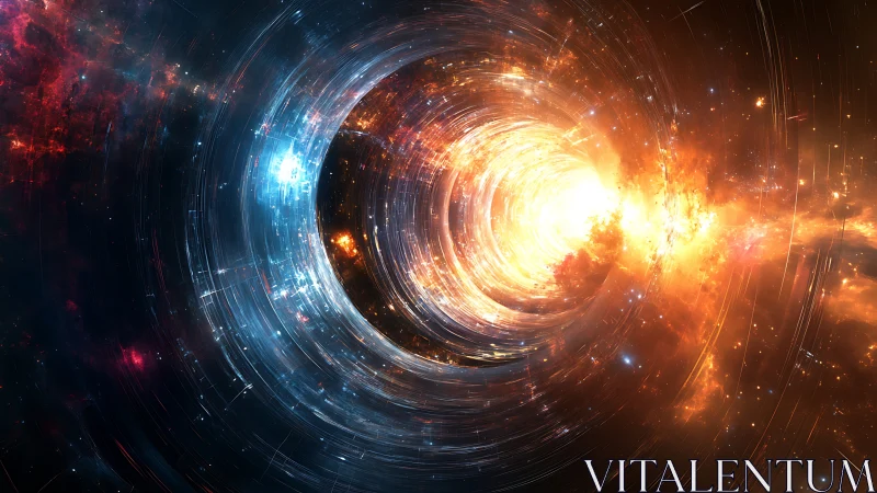 Bifurcated cosmic wormhole with radiant energy vortex field.