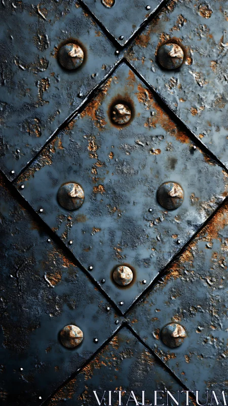 Rust-kissed metal rivets forming a bold diamond rhythm.