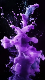 Lively purple splash dancing in a dreamy dark space.