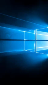 Cool blue digital window glow in a calm virtual room.