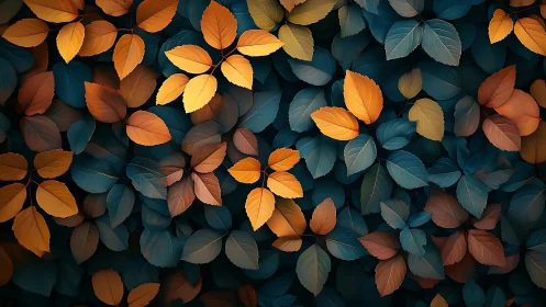 Digital foliage tapestry with complementary chromatic foliage pattern.