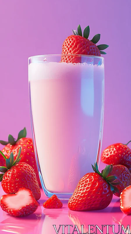 Strawberry daydream milkshake in a glass of soft light.