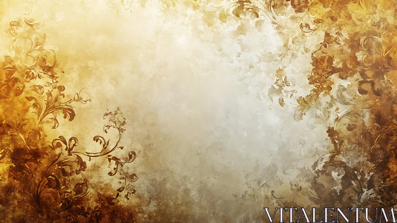 Floral ornaments form a textured vignette around central void