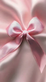 Photoreal satin bow on blush pink fabric with soft folds.