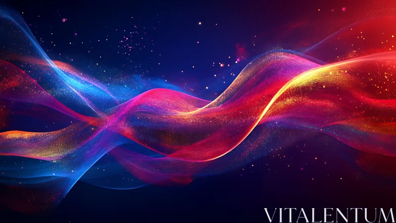 Luminous multicolor light trails with particle dispersion waves.