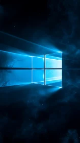 Rectangular light window shape emits beams into dark space