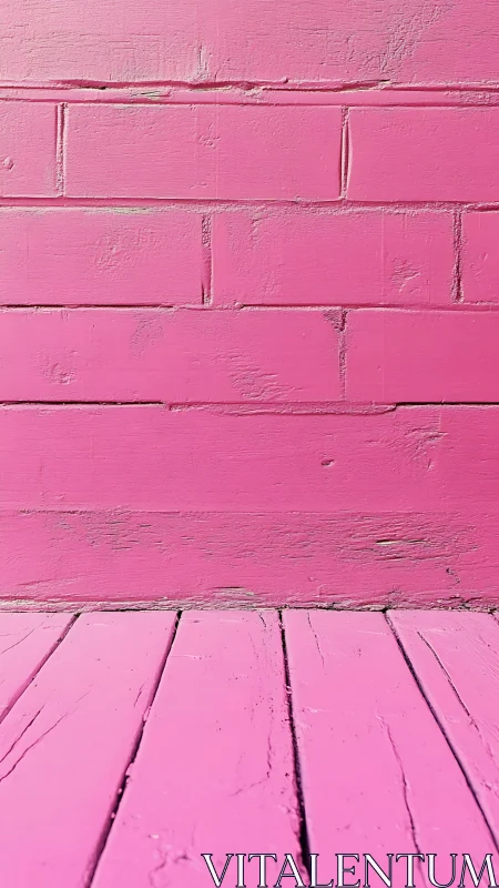 Pink painted brick wall and floor minimal backdrop.