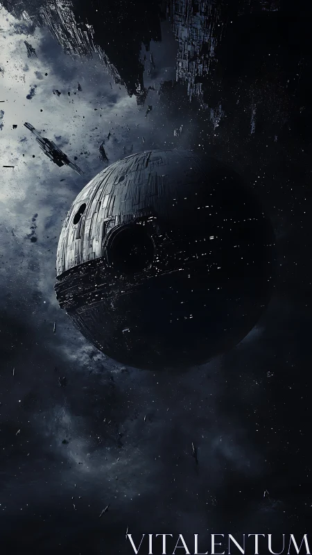 Massive dark spherical space station in deep space