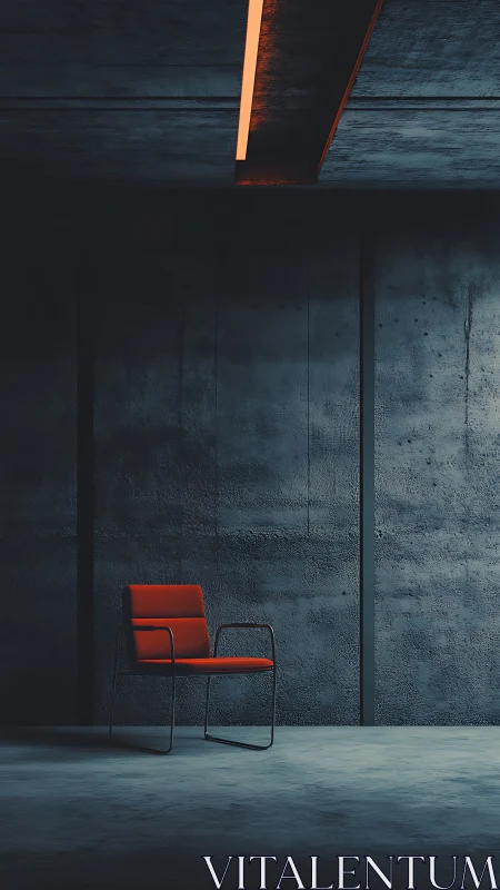 Industrial Interior Space with Orange Accent Chair