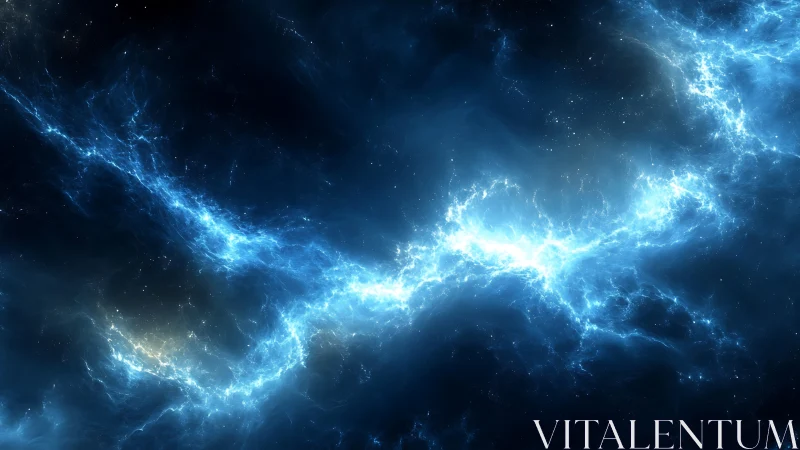 Glowing blue cosmic river winding through a quiet night sky.