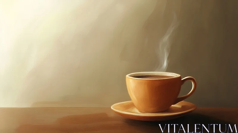 Morning hush wrapped around a steaming amber coffee cup.