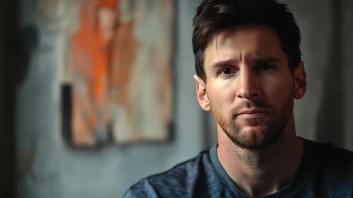 Moody male portrait with shallow depth of field focus.