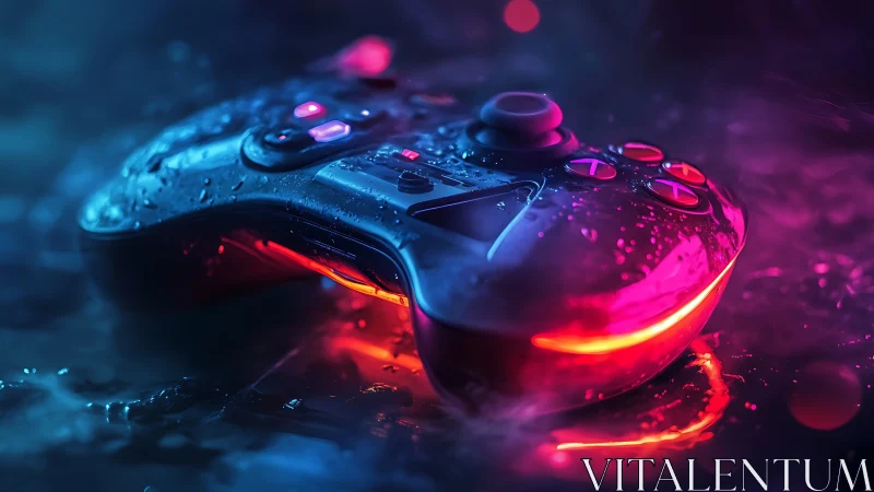 Neon-Illuminated Gaming Controller with Chromatic Light Trails