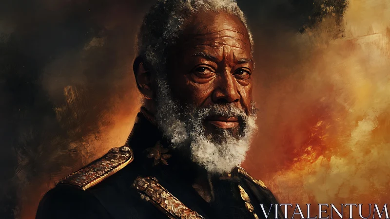 Senior bearded officer portrait in formal military uniform.