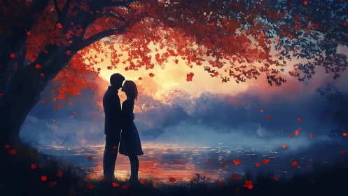 Two Hearts Beneath Autumn's Golden Light.