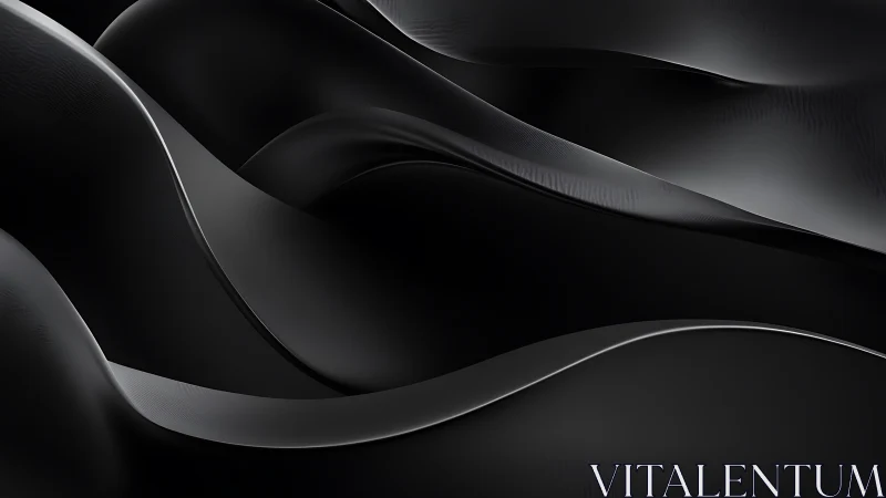 Layered black metallic waves in abstract digital composition.