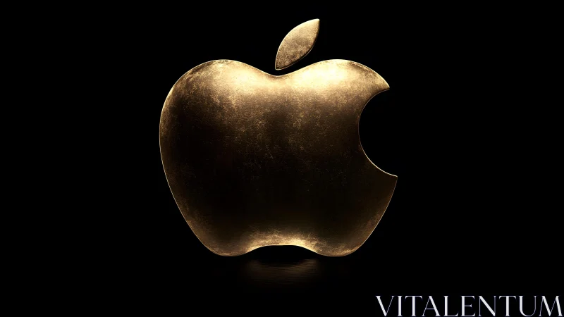 Luxurious golden Apple logo on black background, digital art.