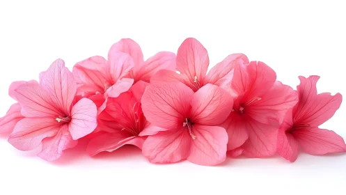 Pink Geranium Blossoms Isolated on White Background.
