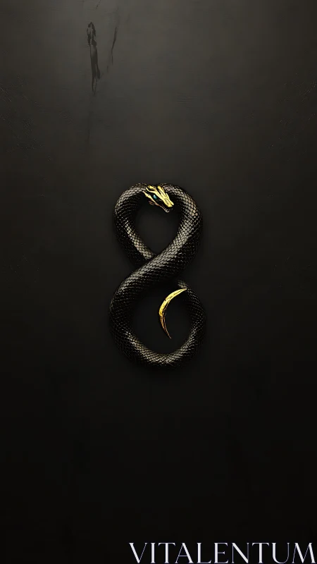 Coiled black serpent forming luminous infinity symbol.