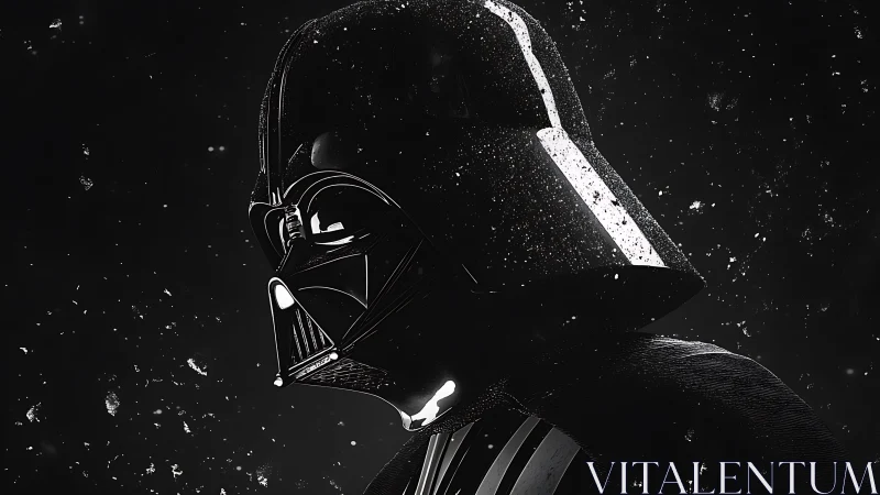 Side-profile sci fi armored helmet in high contrast lighting