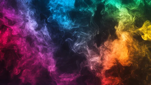 Colored translucent vapor forms gradient plumes on black field