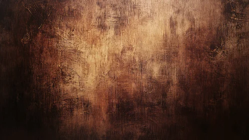 Heavily textured brown surface exhibits layered scuffs and patina