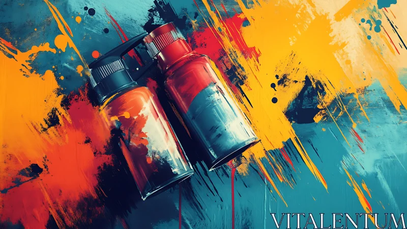 Colorful paint bottles resting in a joyful creative splash.